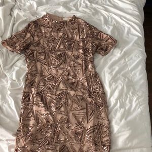 Sequence rose gold mini dress